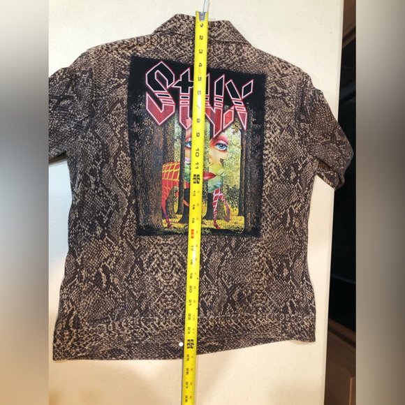 Handmade Jean Jacket STYX snake skin animal print Womens Medium - Picture 8 of 11